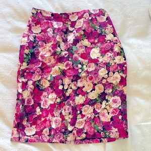 Kate Spade “New York Rose Print Pencil Skirt”